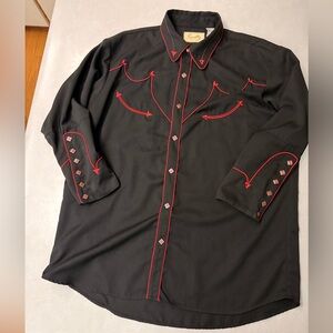 Scully Black & Red Western Shirt with Dragon Design